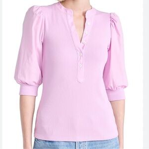 Veronica Beard Coralee Top Barely Orchid Knit Puff Sleeve Top Small New with Tag